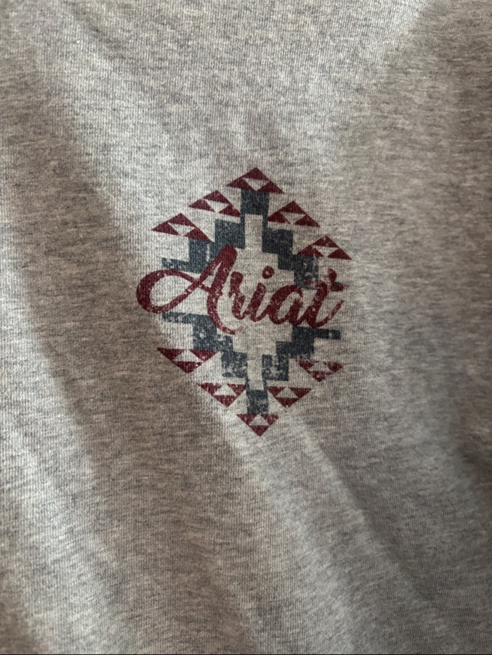 Ariat Gray Tee with Burgundy and Navy Geometric Logo